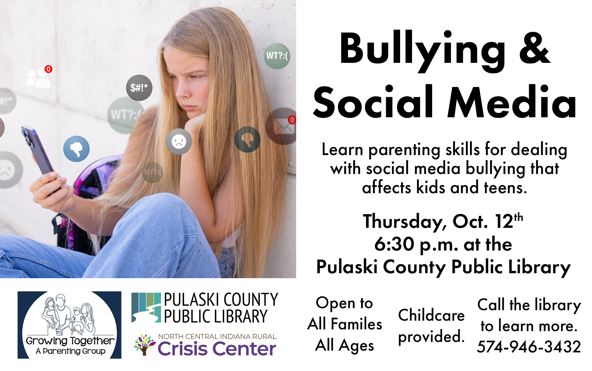 Bullying & Social Media – sad girl viewing negative reactions and comments on social media