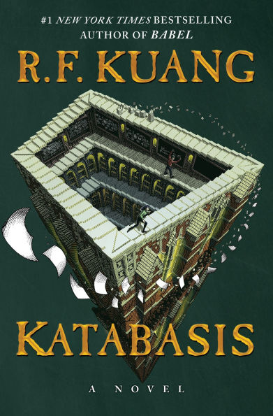 book cover for "Katabasis", featuring an angular looping stairway in the style of M. C. Escher