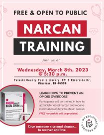 Narcan Training: Wednesday, March 8th, 2023 at 5:30 p.m.