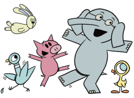 Characters from Mo Willems books dancing