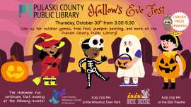 illustration of children in costumes celebrating Halloween in front of a sunset