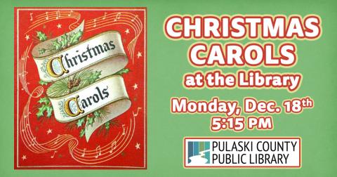 Cover of a songbook of Christmas Carols alongside text about the event.  The same text can be found in the event description.