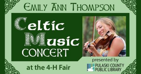 Photo of Emily Ann Thompson playing the fiddle along with text about the event (text is duplicated in event description).